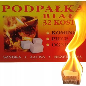 ROZPAŁKA PODPAŁKA DUŻA DO PIECA KOMINKA GRILLA ognisk 32 szt kostek biała